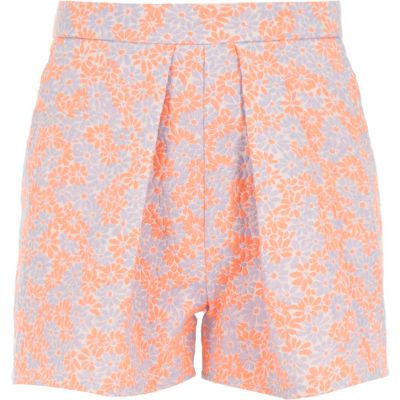 Girls orange fluro jacquard shorts